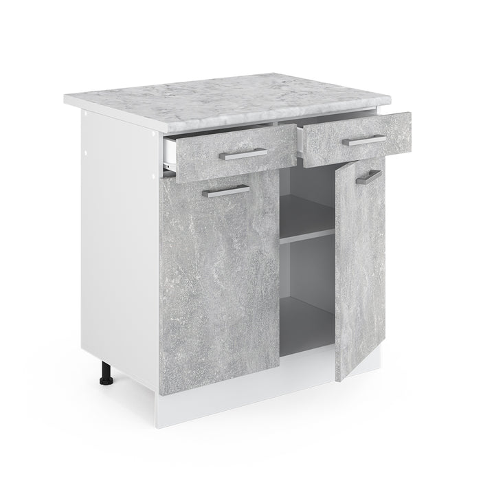 Vicco Base universale Calcestruzzo 80 cm con cassetti e ante, con piano di lavoro