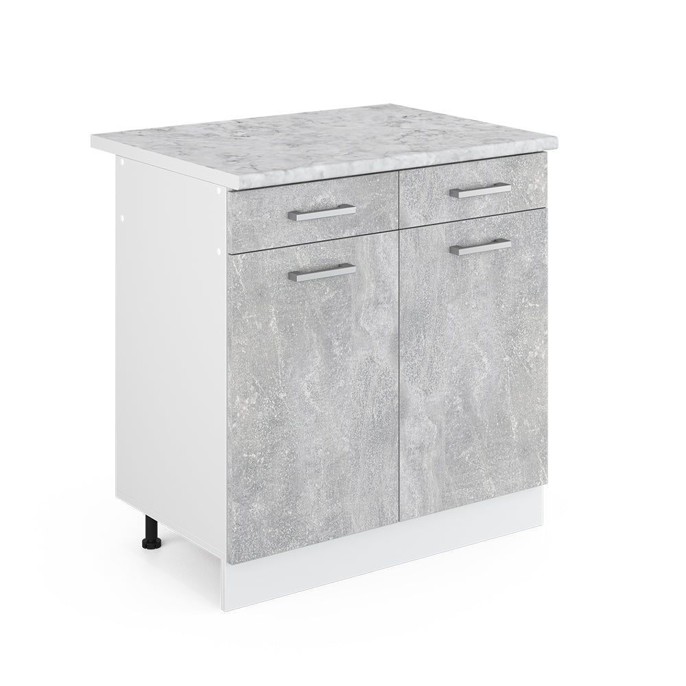 Vicco Base universale Calcestruzzo 80 cm con cassetti e ante, con piano di lavoro