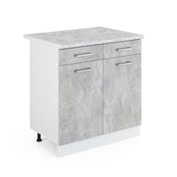 Vicco Base universale Calcestruzzo 80 cm con cassetti e ante, con piano di lavoro