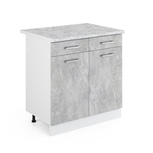 Vicco Base universale Calcestruzzo 80 cm con cassetti e ante, con piano di lavoro