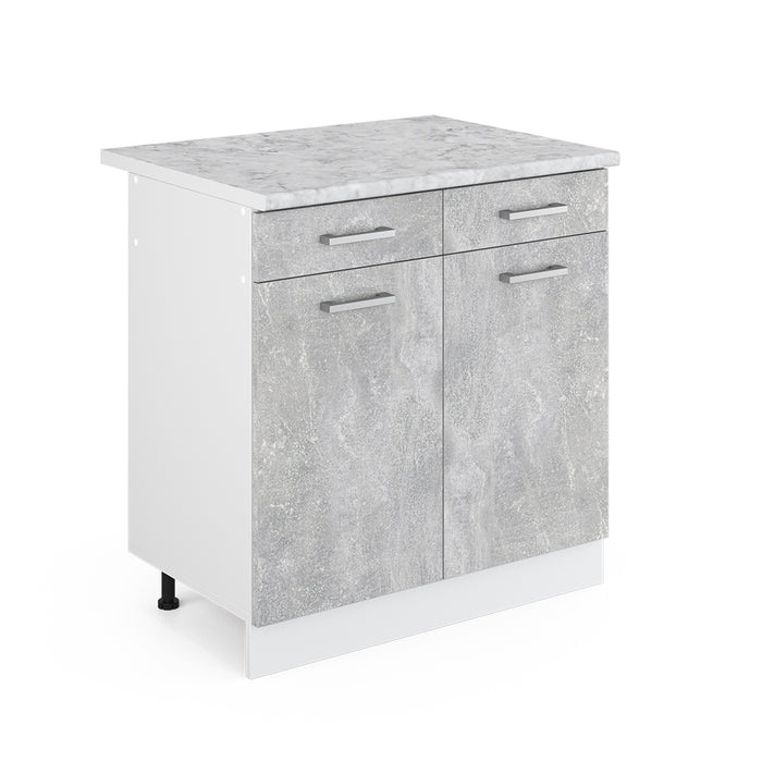 Vicco Base universale Calcestruzzo 80 cm con cassetti e ante, con piano di lavoro