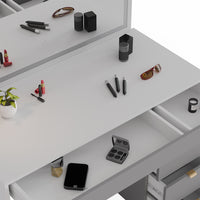 Vicco Tavolo da toeletta Bianco/grigio/grigio 115 cm con specchio a LED