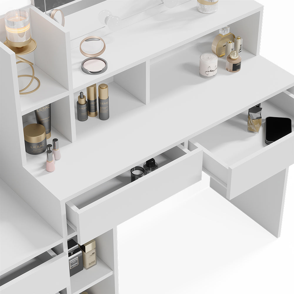 Vicco Tavolo da toilette Bianco 139.8 cm con illuminazione a LED