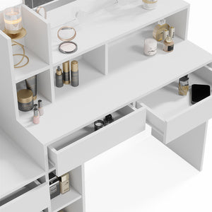 Vicco Tavolo da toilette Bianco 139.8 cm con illuminazione a LED