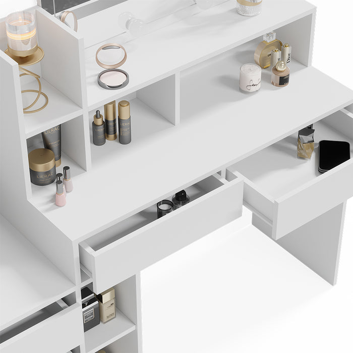 Vicco Tavolo da toilette Bianco 139.8 cm con illuminazione a LED