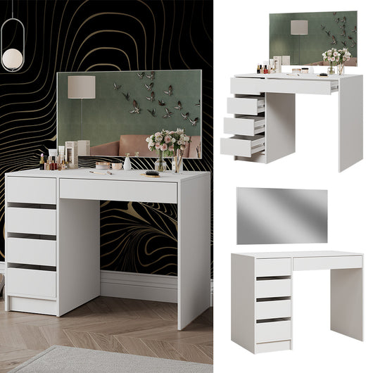 Vicco Tavolo da toeletta Bianco 100 cm con 5 cassetti