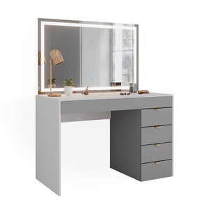 Vicco Tavolo da toeletta Bianco/grigio/grigio 115 cm con specchio a LED