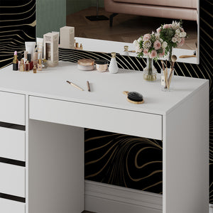 Vicco Tavolo da toeletta Bianco 100 cm con 5 cassetti
