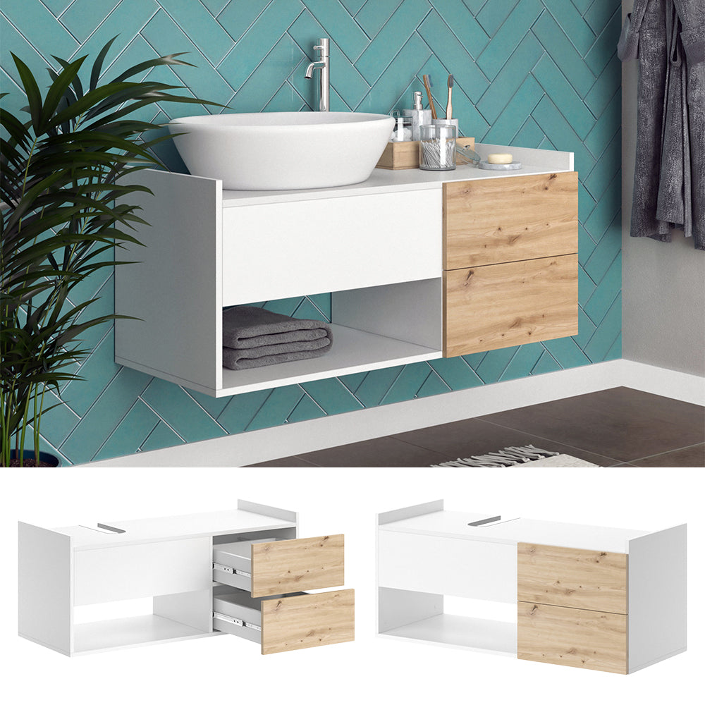 Vicco Mobile sottolavabo per bagno Bianco 105 x 45 cm con 2 cassetti
