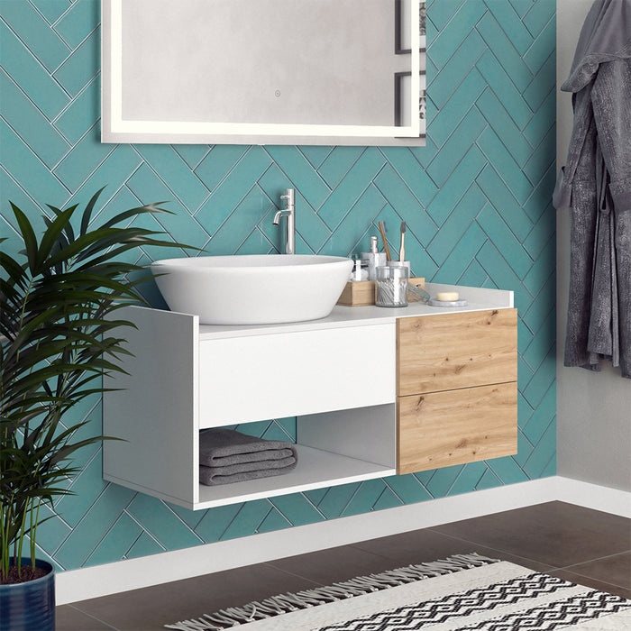 Vicco Mobile sottolavabo per bagno Bianco 105 x 45 cm con 2 cassetti