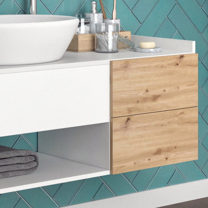 Vicco Mobile sottolavabo per bagno Bianco 105 x 45 cm con 2 cassetti