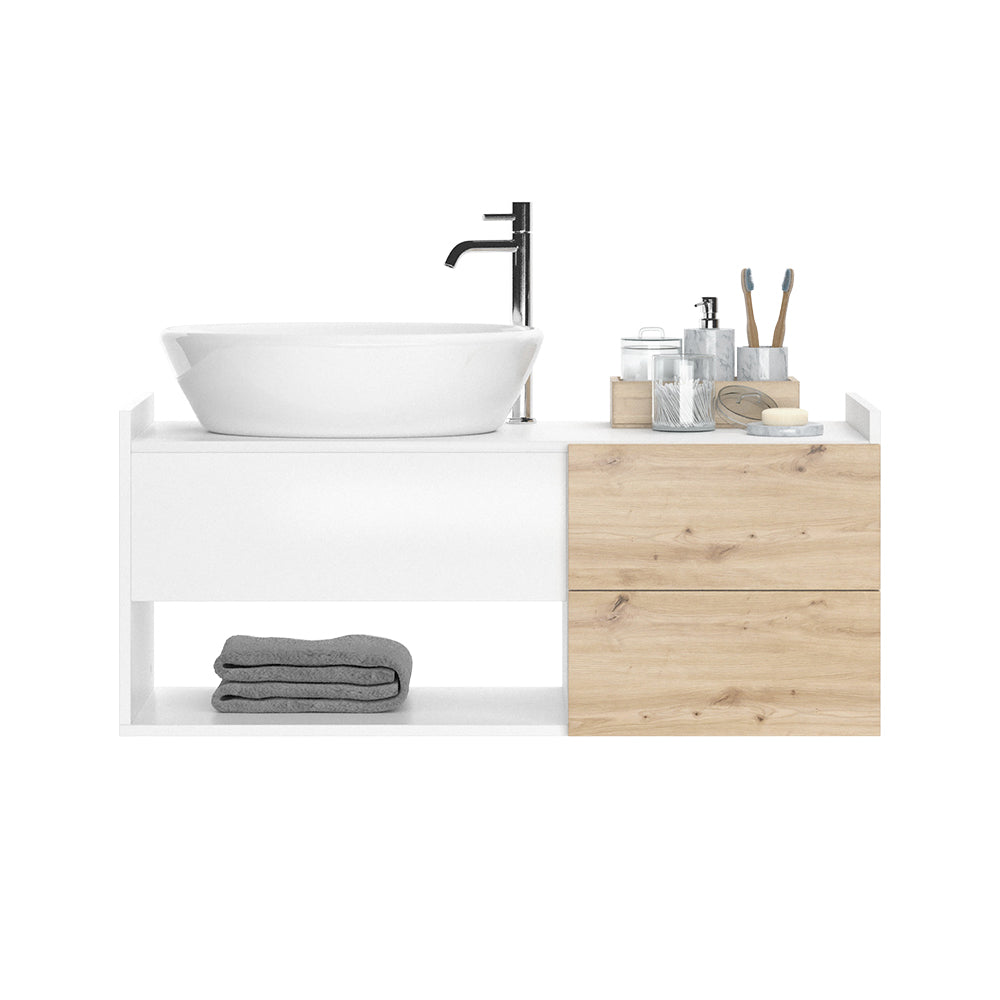 Vicco Mobile sottolavabo per bagno Bianco 105 x 45 cm con 2 cassetti