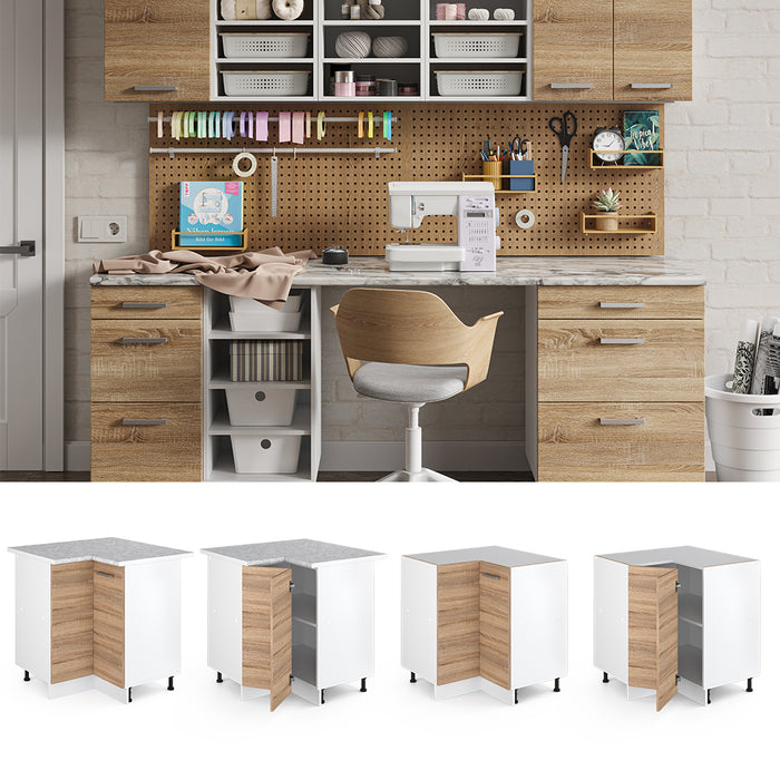 Vicco Armadio universale ad angolo Sonoma 75.6 cm con anta, senza piano di lavoro