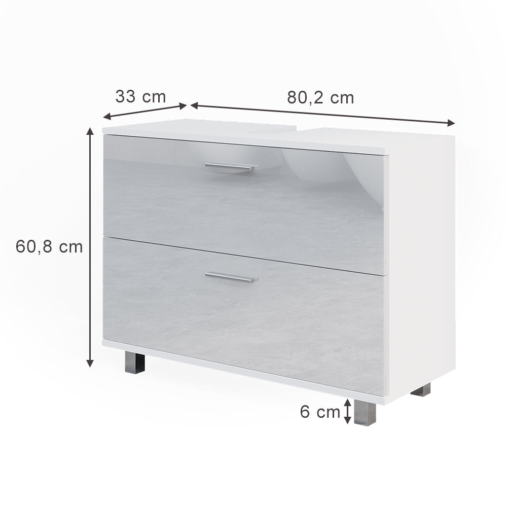 Vicco Mobile sottolavabo per bagno Bianco lucido 33 x 60.8 cm