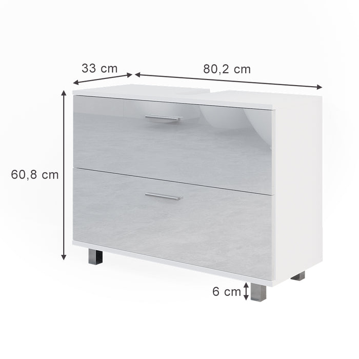 Vicco Mobile sottolavabo per bagno Bianco lucido 33 x 60.8 cm