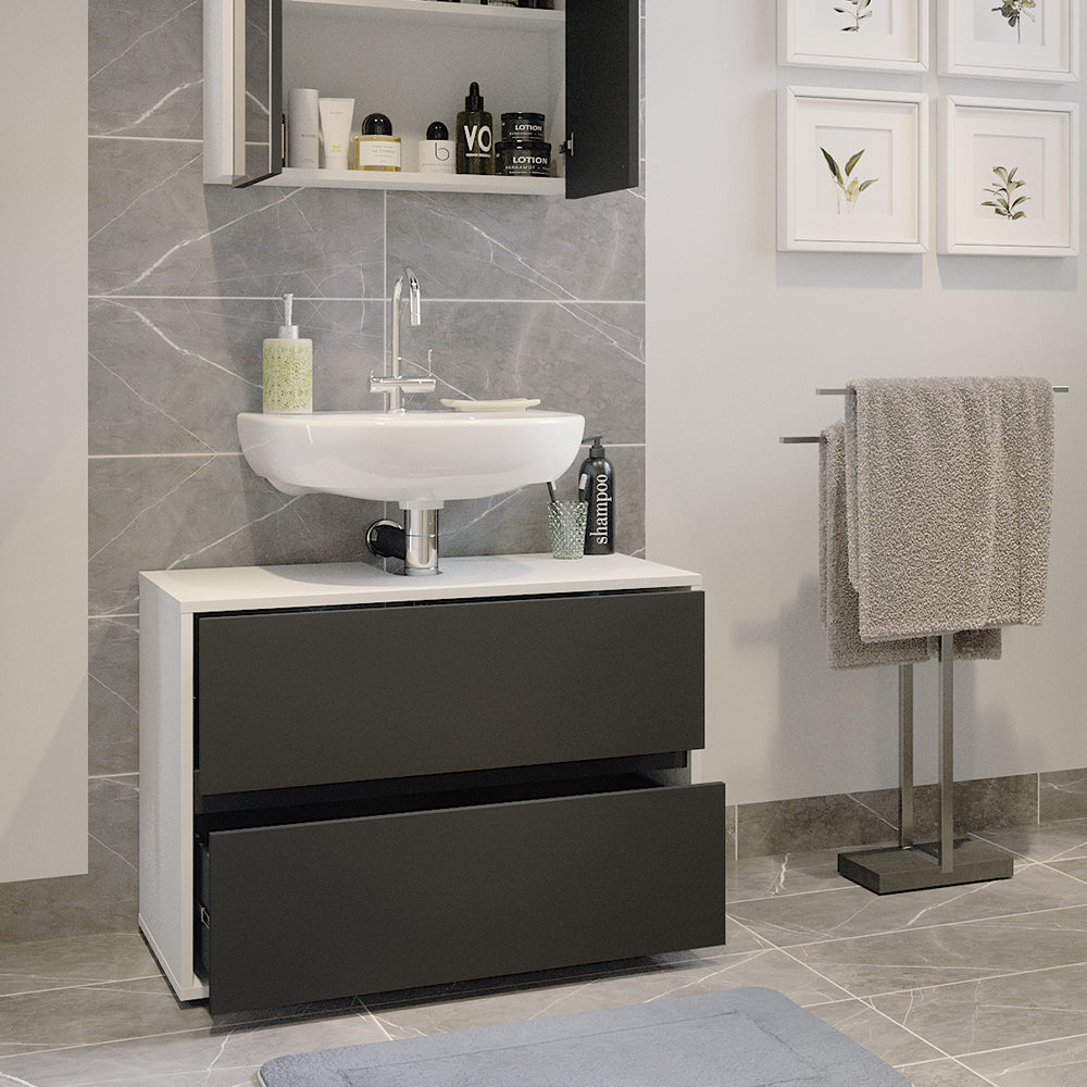 Vicco Mobile sottolavabo per bagno Bianco/antracite 80.2 x 58.2 cm con due ampi cassetti