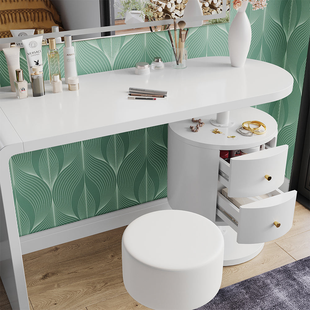 Vicco Tavolo da toeletta Bianco 120 cm con specchio LED e sgabello