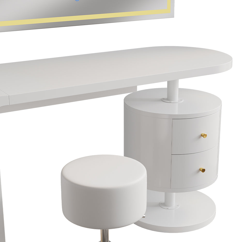 Vicco Tavolo da toeletta Bianco 120 cm con specchio LED e sgabello