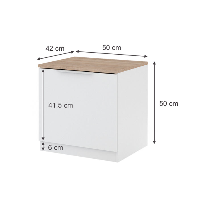 Vicco Comodino camera da letto Bianco 50 x 50 cm con 1 porta