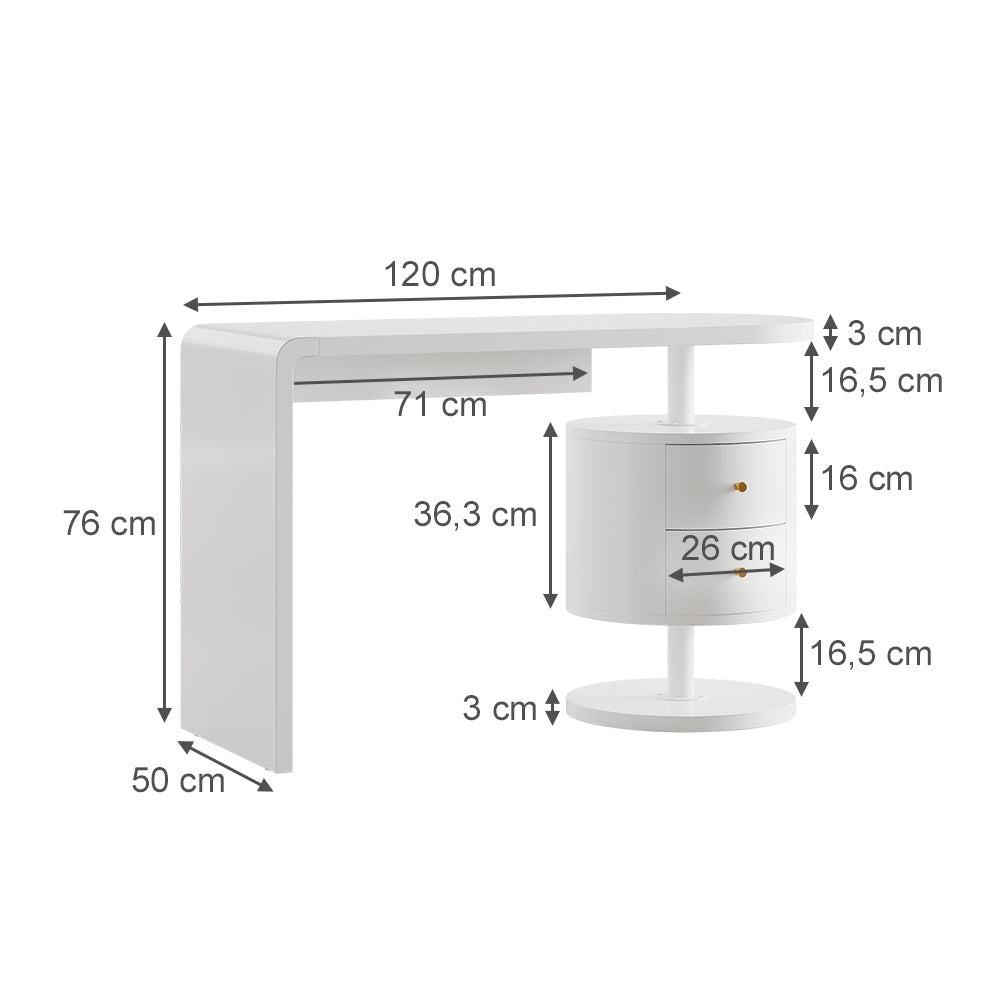 Vicco Tavolo da toeletta Bianco 120 cm con 2 cassetti
