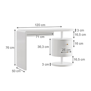Vicco Tavolo da toeletta Bianco 120 cm con 2 cassetti