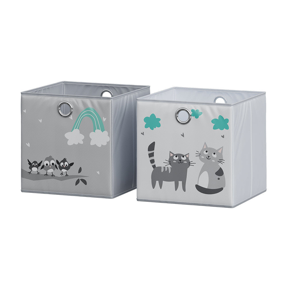 Vicco Scatola pieghevole Grigio (gatti e uccelli) 30 x 30 cm (motivo gatti e uccelli)