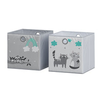 Vicco Scatola pieghevole Grigio (gatti e uccelli) 30 x 30 cm (motivo gatti e uccelli)