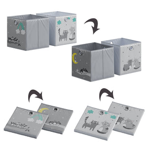 Vicco Scatola pieghevole Grigio (gatti e uccelli) 30 x 30 cm (motivo gatti e uccelli)