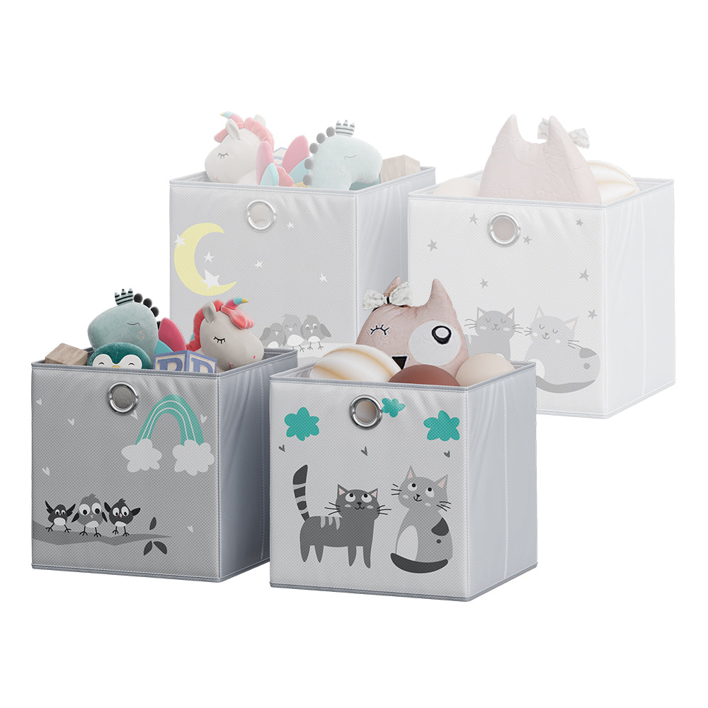 Vicco Scatola pieghevole Grigio (gatti e uccelli) 30 x 30 cm (motivo gatti e uccelli)