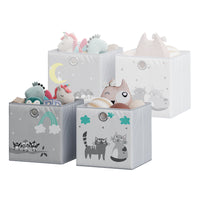 Vicco Scatola pieghevole Grigio (gatti e uccelli) 30 x 30 cm (motivo gatti e uccelli)