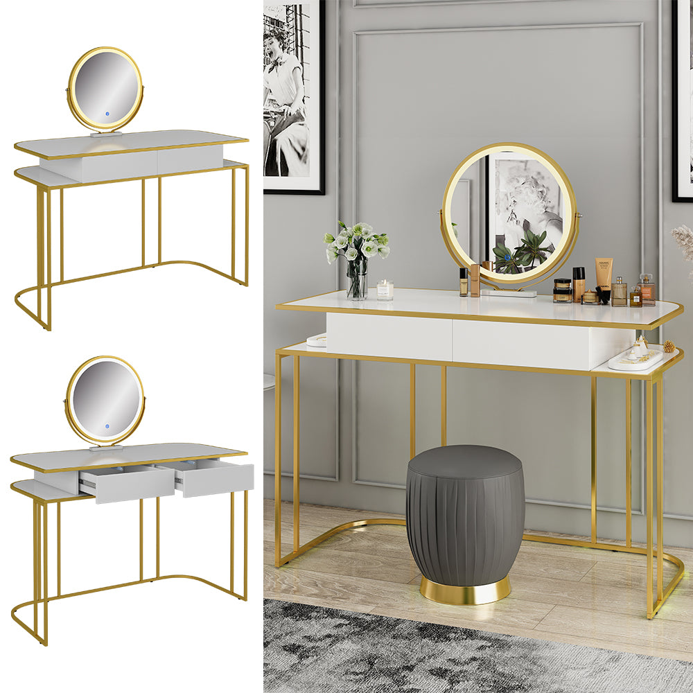 Vicco Tavolo da toilette Bianco/Oro 110 cm