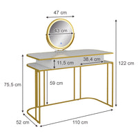 Vicco Tavolo da toilette Bianco/Oro 110 cm