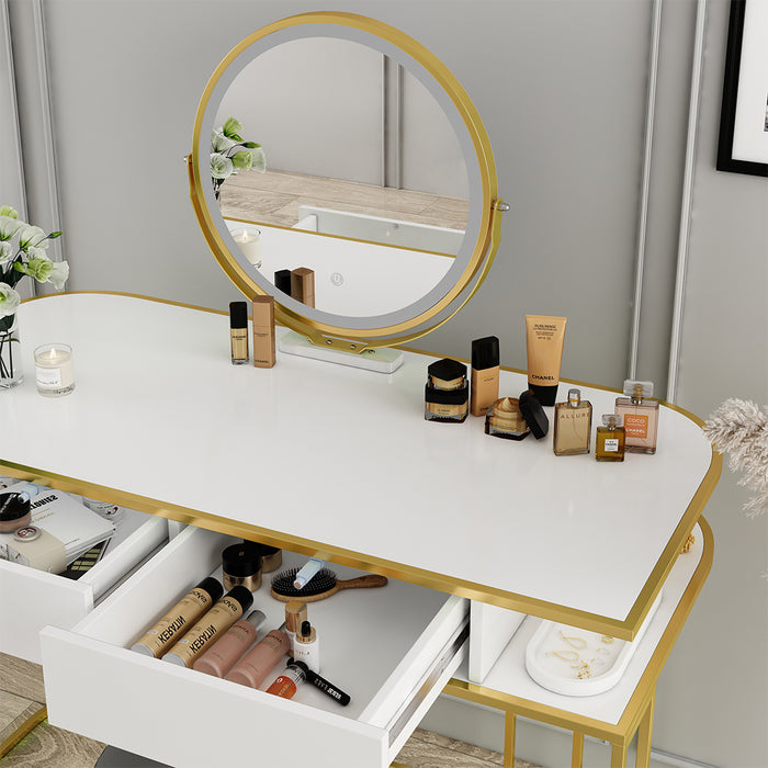 Vicco Tavolo da toilette Bianco/Oro 110 cm