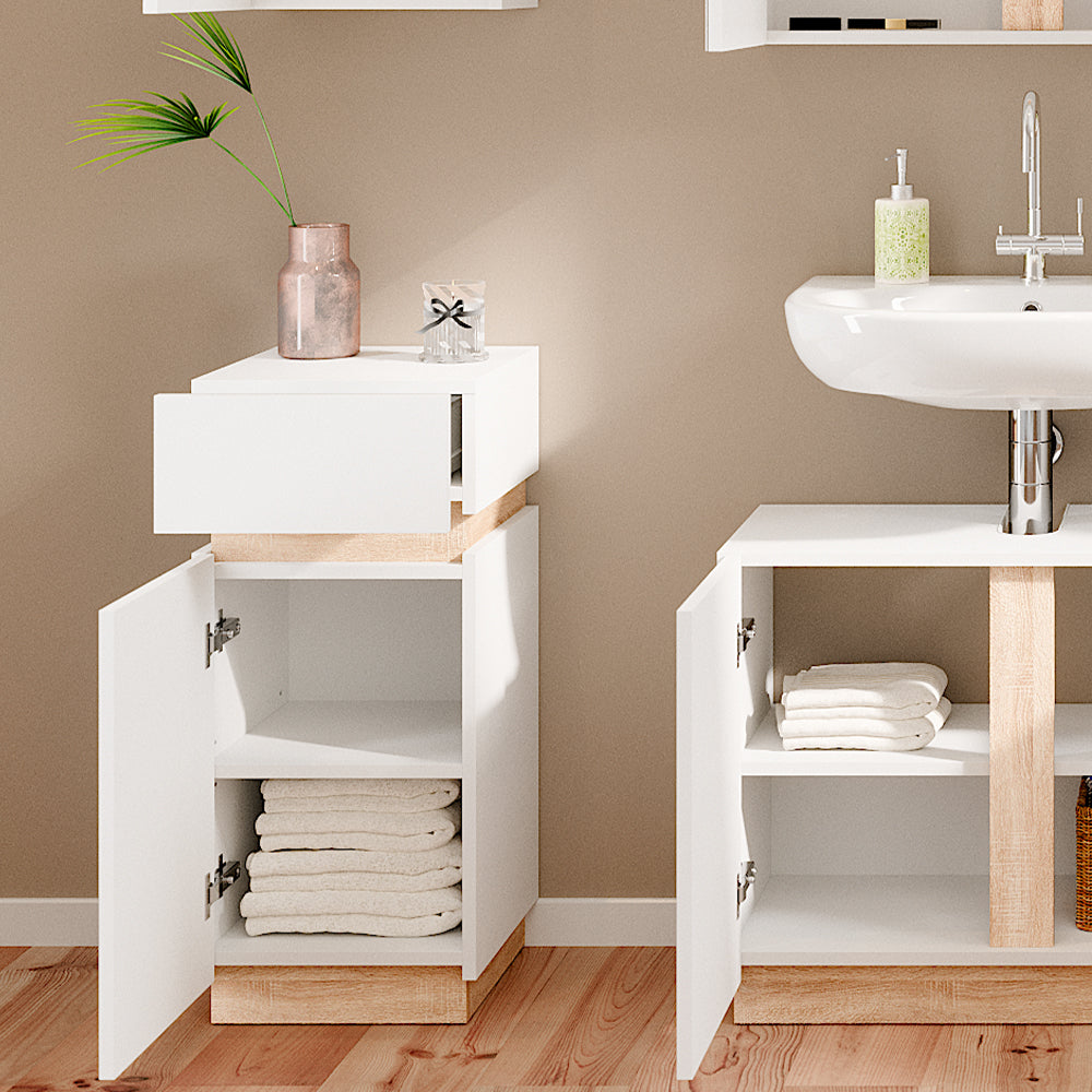 Vicco Mobiletto bagno Bianco 33 x 75.5 cm con anta e cassetto