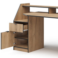 Vicco Scrivania computer Quercia dorata 179.8 x 65.5 cm con 1 cassetto e 1 anta