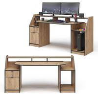 Vicco Scrivania computer Quercia dorata 179.8 x 65.5 cm con 1 cassetto e 1 anta