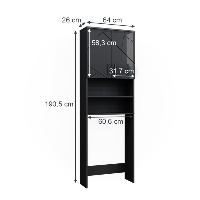 Vicco Mobiletto per lavatrice Antracite lucido 64 x 190.5 cm