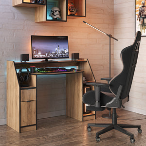 Vicco Tavolo da gioco Quercia dorata 123.2 x 45 cm con 1 cassetto e 1 anta