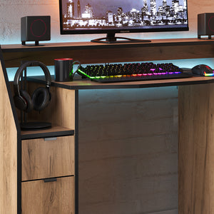 Vicco Tavolo da gioco Quercia dorata 123.2 x 45 cm con 1 cassetto e 1 anta