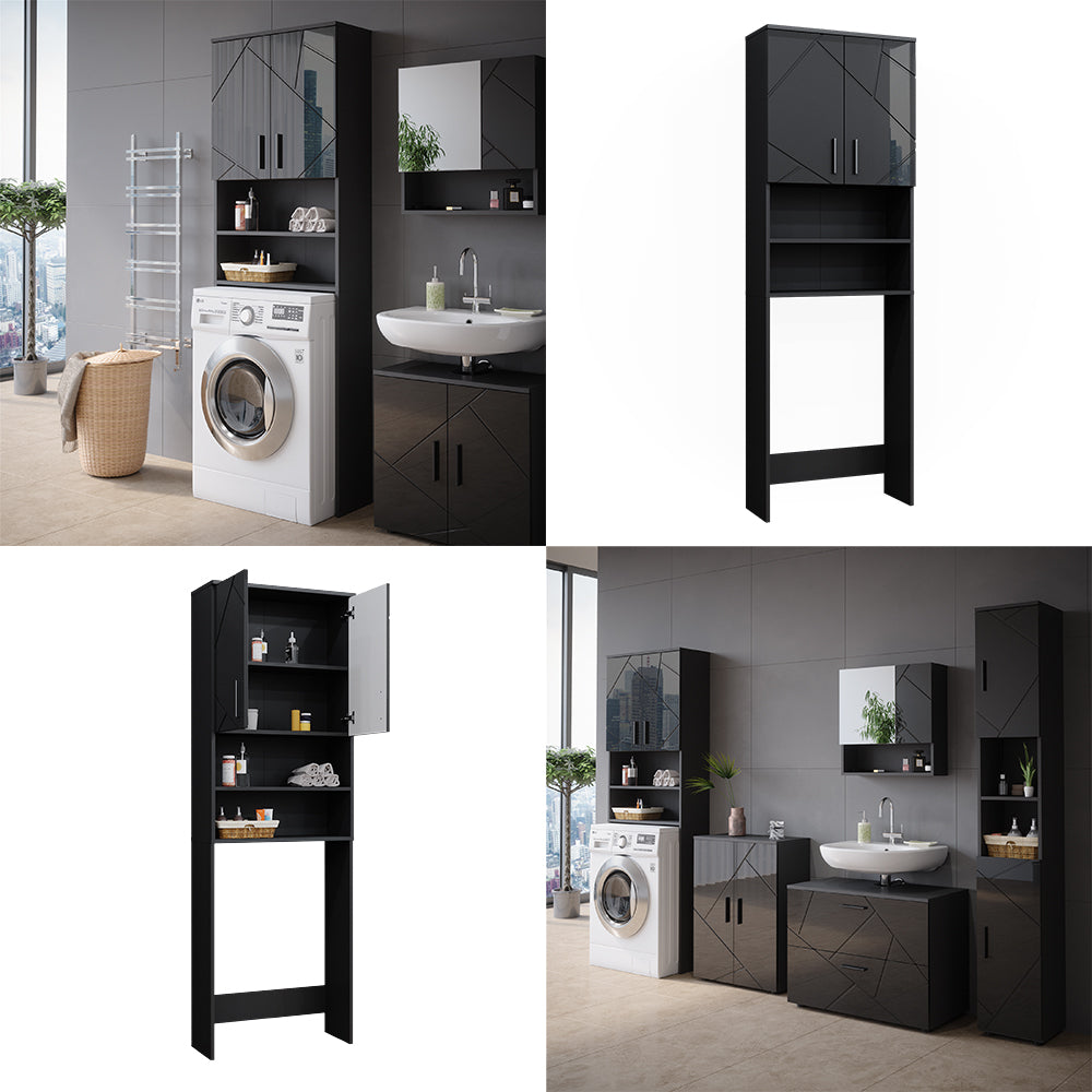 Vicco Mobiletto per lavatrice Antracite lucido 64 x 190.5 cm