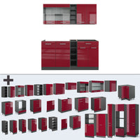 Vicco Cucina completa Rosso lucido/antracite 160 cm , PL Antracite