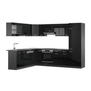 Vicco Cucina angolare completa Nero lucido/antracite 227 x 287 cm , PL Antracite