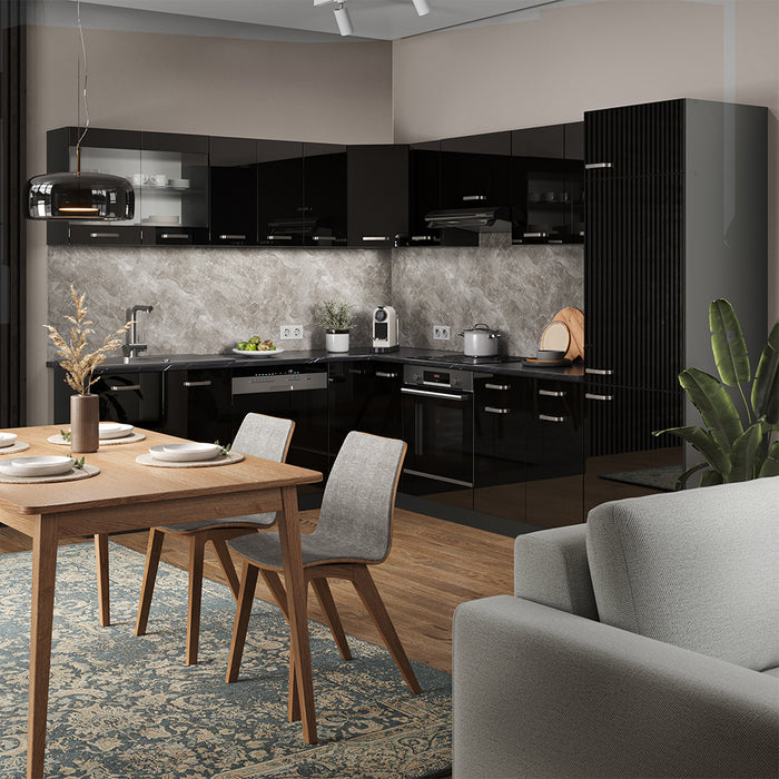 Vicco Cucina angolare completa Nero lucido/antracite 227 x 287 cm , PL Antracite