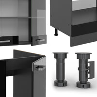 Vicco Cucina angolare completa Nero lucido/antracite 227 x 287 cm , PL Marmo