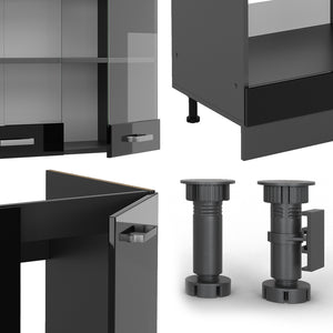 Vicco Cucina angolare completa Nero lucido/antracite 227 x 287 cm , PL Antracite