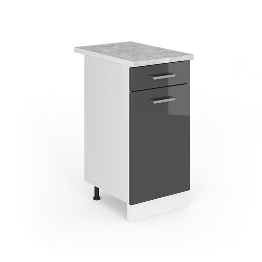 Vicco Base universale Antracite lucido 40 cm con cassetto, con piano di lavoro