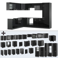 Vicco Cucina angolare completa Nero lucido/antracite 227 x 287 cm senza piano di lavoro