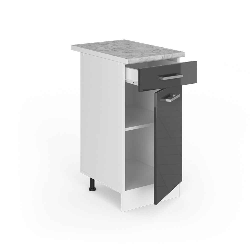 Vicco Base universale Antracite lucido 40 cm con cassetto, con piano di lavoro
