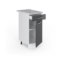 Vicco Base universale Antracite lucido 40 cm con cassetto, con piano di lavoro