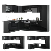 Vicco Cucina angolare completa Nero lucido/antracite 227 x 287 cm , PL Rovere